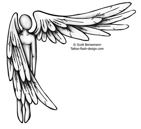 Angel With Wing Out Tattoo Design Ideas