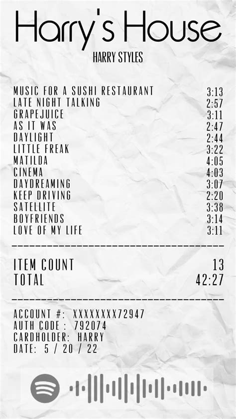 harry s house crumpled album receipt in 2022 harry styles poster style lyrics music journal