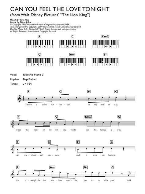A collection of disney songs. Elton John - Can You Feel The Love Tonight (from The Lion King) at Stanton's Sheet Music