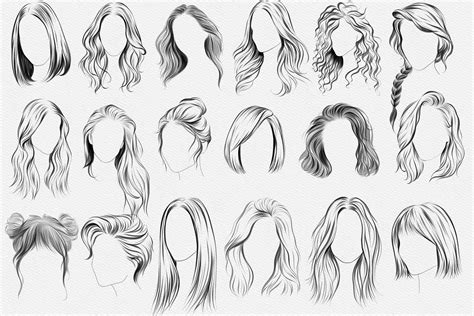 30 Hairstyle Stamps Brushes Procreate Curly Hair Brushes Procreate