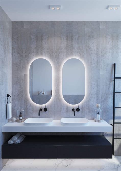 ablaze luminous oval backlit led bathroom mirror modern bathroom