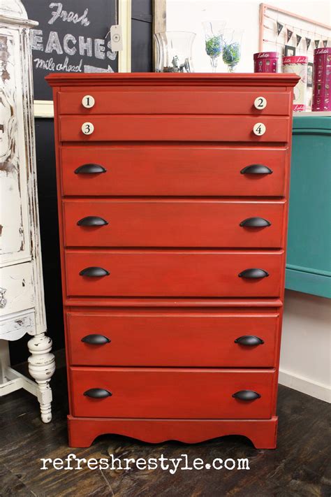 I scooped him up and gave him a makeover. Big Red Chest of Drawers | Painting furniture diy, Redo ...