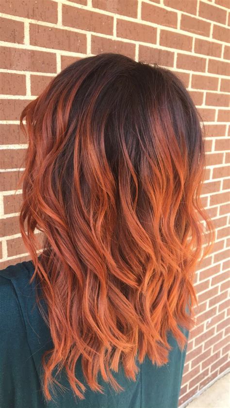 Beautiful Autumn Hair Colour Ideas For You To Try Red Balayage Hair Orange Ombre Hair Copper