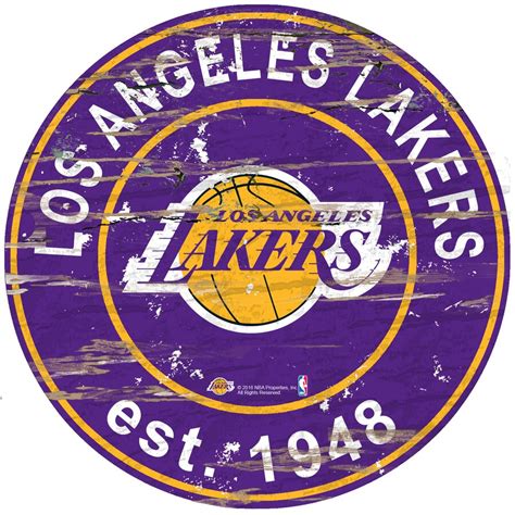 Los Angeles Lakers 235 Distressed Round Sign