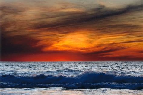 Sunset Over The Waves Of The Pacific Ocean Image Free Stock Photo