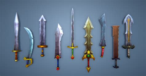 Low Poly And Hand Painted Fantasy Swords Pack Each Sword