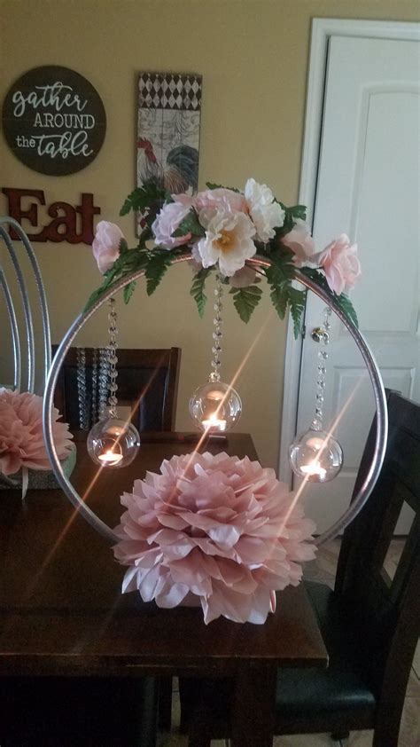 Hula Hoop Centerpiece | Quinceanera decorations centerpieces, Diy