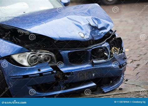 Crashed Blue BMW Car Editorial Stock Image Image Of Accident 113078964