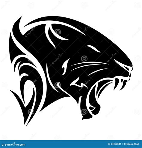 Panther Profile Head Black And White Vector Emblem