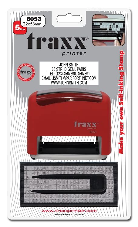 Diy Rubber Stamp Kit Traxx 8053 5 Lines 22x58mm Black 8