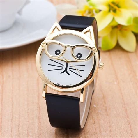 Gold Plated Cat Watch For Women With 10 Variations Fashion Watches