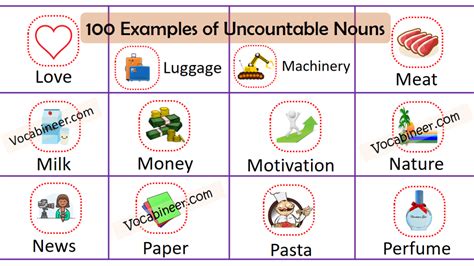 Examples Of Common Uncountable Nouns