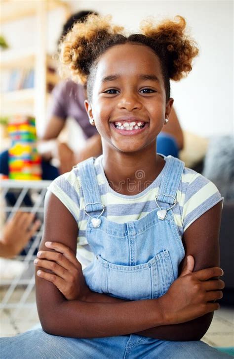beautiful portrait of a happy little african american girl smiling stock image image of
