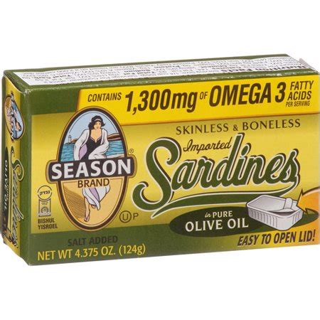 Product details page for season brand sardines in sunflower oil, 4.37 oz is loaded. Season Brand Skinless & Boneless Sardines in Pure Olive ...