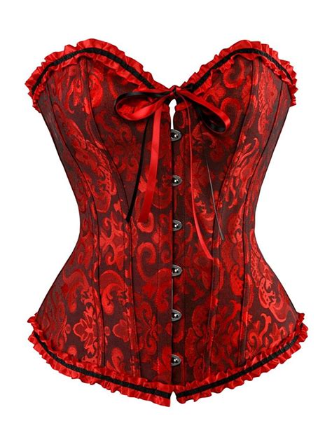 Miss Moly Womens Lace Up Boned Plus Size Overbust Corset Bustier Bodyshaper Top Dark Red Xl