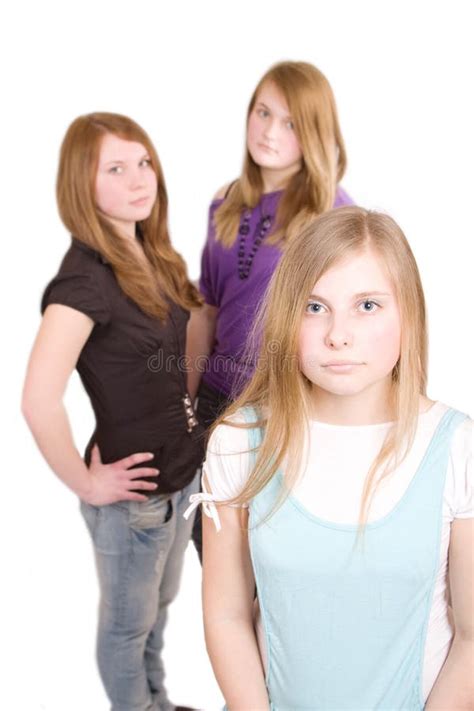 Tres Adolescentes Blancos De Las Muchachas Foto De Archivo Imagen De Muchachas Amistad