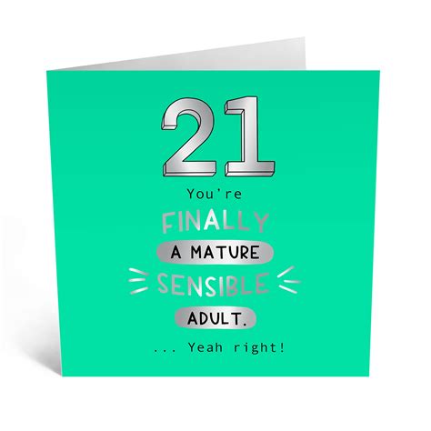 Buy Central 23 Funny Birthday Card For Him 21 You Re Finally A Mature Sensible Adult