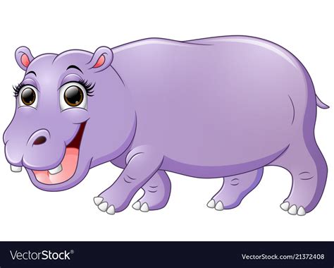 Happy Hippo Cartoon Walking Royalty Free Vector Image