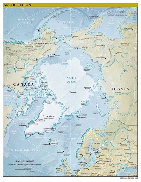 Large Scale Political Map Of Arctic Region With Relief 2009 Arctic