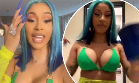 Cardi B Shows Off Her Curves In A Tiny Green Bikini After Revealing She