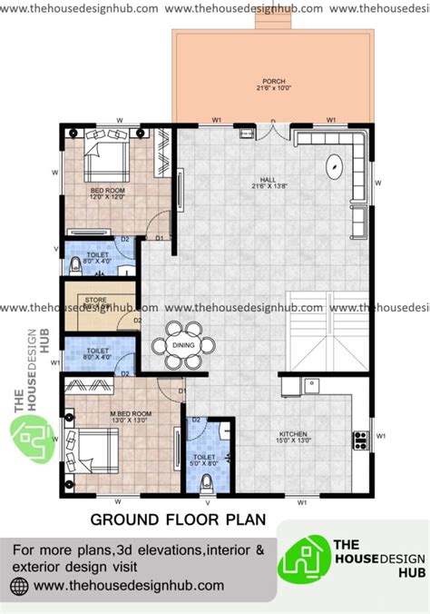 35 X 42 Ft 2 Bhk House Plan In 1500 Sq Ft The House Design Hub