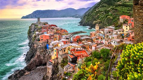 Image Liguria Vernazza Cinque Terre Park Italy Cliff Bay 1920x1080