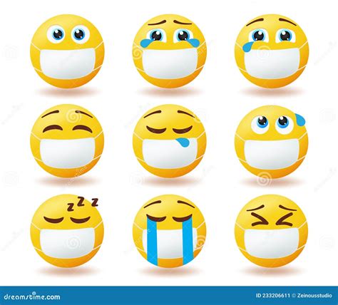 Smiley Covid 19 Guidelines Vector Set Emoticon 3d Characters In Covid