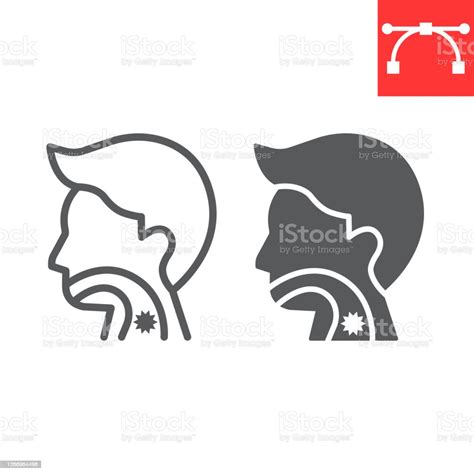 Sore Throat Line And Glyph Icon Pain And Covid19 Sickness Sign Vector