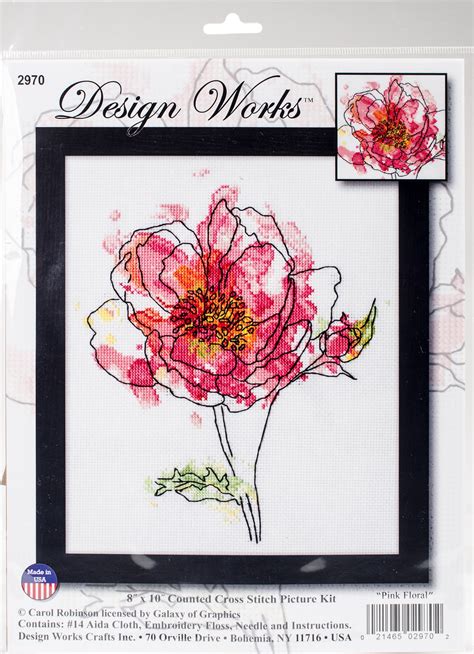 Design Works Counted Cross Stitch Kit X Pink Floral Count