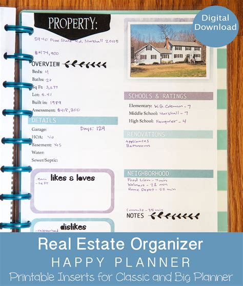 Real Estate Planner Real Estate Organizer Happy Planner Etsy