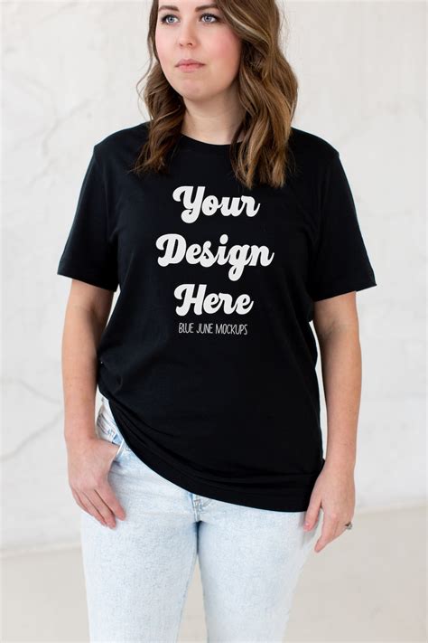 2277 T Shirt Mockup Black Model Psd File Free Design Mockups