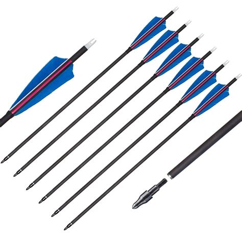 6pcs Archery 31 Turkey Feather Fletched Pure Carbon Arrow Spine 350 H