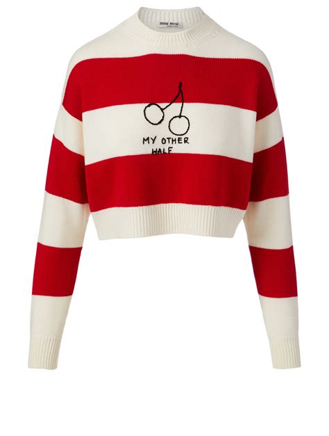 Miu Miu Wool Cherry Sweater In Striped Print Holt Renfrew Canada