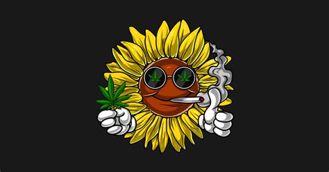 Hippie Sunflower Weed Stoner Sunflower Weed Sticker Teepublic