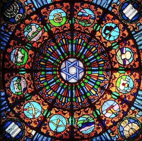 Vitrage Menorah Stained Glass Window Star Of David Church Window