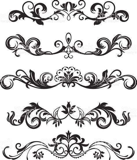 A Various Scroll Designs Scroll Design Stencil Patterns Vector Art