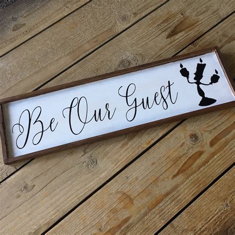 Be Our Guest Sign Disney Farmhouse Decor Lumiere Wood Sign Etsy