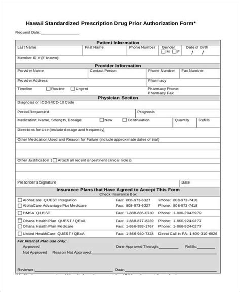 Prescription Drug Prior Authorization Request Form Fillable Printable