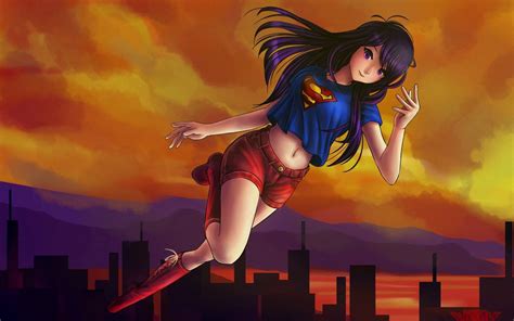 Supergirl Anime Art Hd Desktop Wallpaper Widescreen