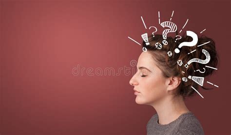 Head With Question Signs Stock Photo Image Of Beautiful 145607184