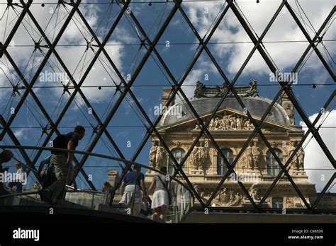 View Of The Louvre Museum In Paris From The Underground Lobby Of The