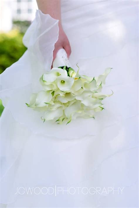 Hand Tied Bridal Bouquet Of Mini White Calla Lilies Hand Tied Bridal