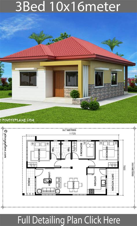 Home Design 10x16m With 3 Bedrooms Home Design With Plansearch Flat