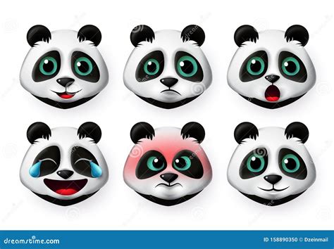 Panda Emoticon Illustrations Isolated On White Background Emoji