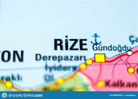 Rize Turkey On A Road Map Stock Image Image Of Turkey 248058391