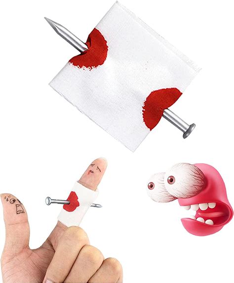 5 pcs magic props funny prank prop horrific toys fake nail through