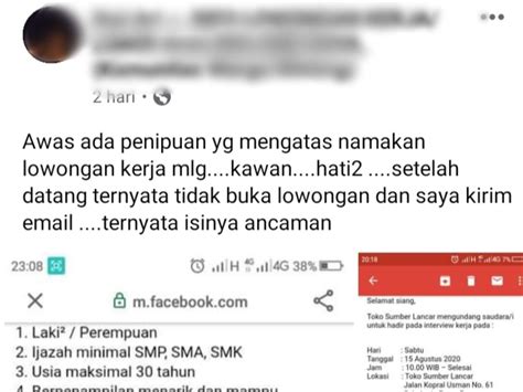 Berada di kawasan ptpn xii seorang irt di kalibaru syok temukan anaknya gantung diri di pohon klengkeng. Waspada Penipuan Berkedok Lowongan Kerja di Malang | Tagar