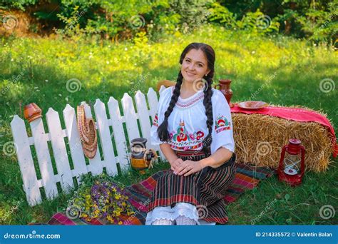 Girls Wearing Traditional Costume In Moldova Stock Photo Image Of