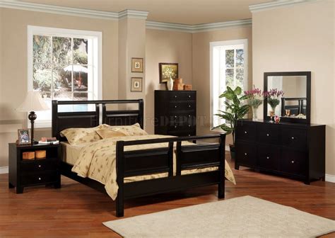 Black Finish Modern 5pc Bedroom Set Wqueen Or Full Bed