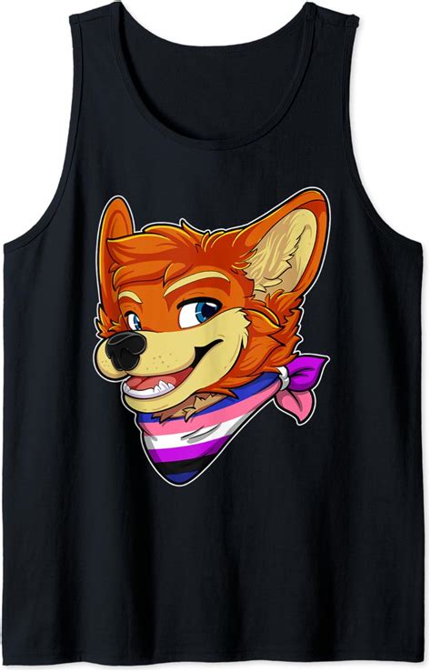 genderfluid fursona furry fox gay rights pride week tank top clothing shoes and jewelry